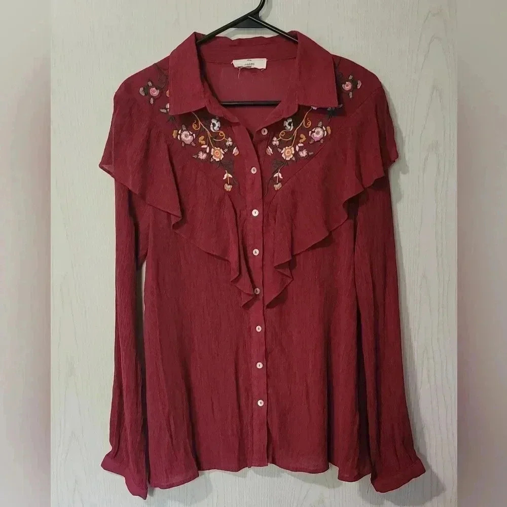 Embroidered button up